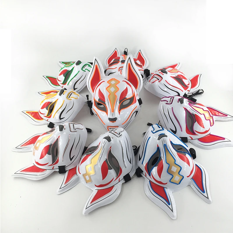 New Arrival LED Luminous Cosplay Anime Mask Neon Light Up Fox Mask Halloween Party Mask Carnival Party Led Mask