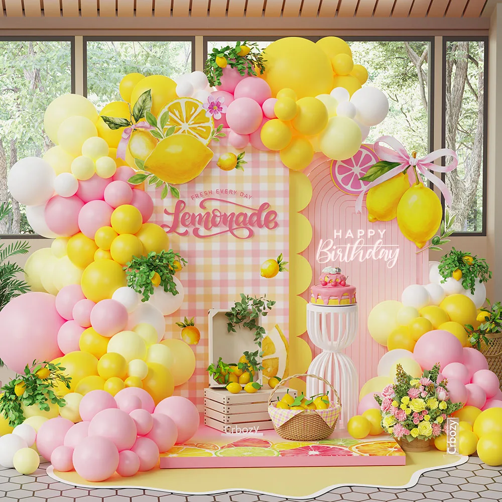 

Lemonade Balloon Garland Kit 160pcs Pastel Pink Yellow Blue Latex Ballon Birthday Lemon Theme Bridal Shower Summer Wedding Decor
