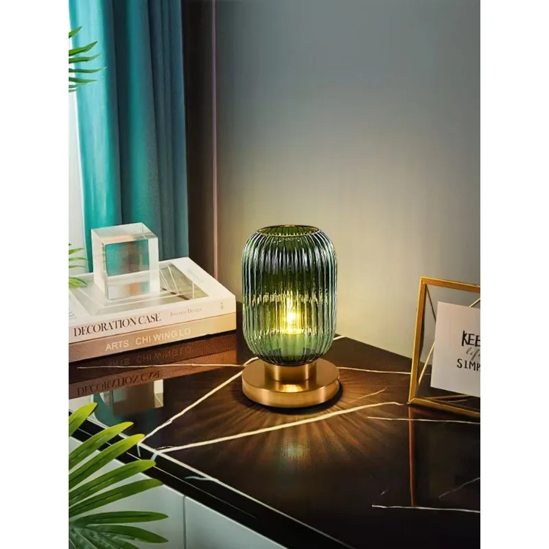 

Simple atmosphere glass small table lamp bedside lamp retro decoration personality creative bedroom table lamp