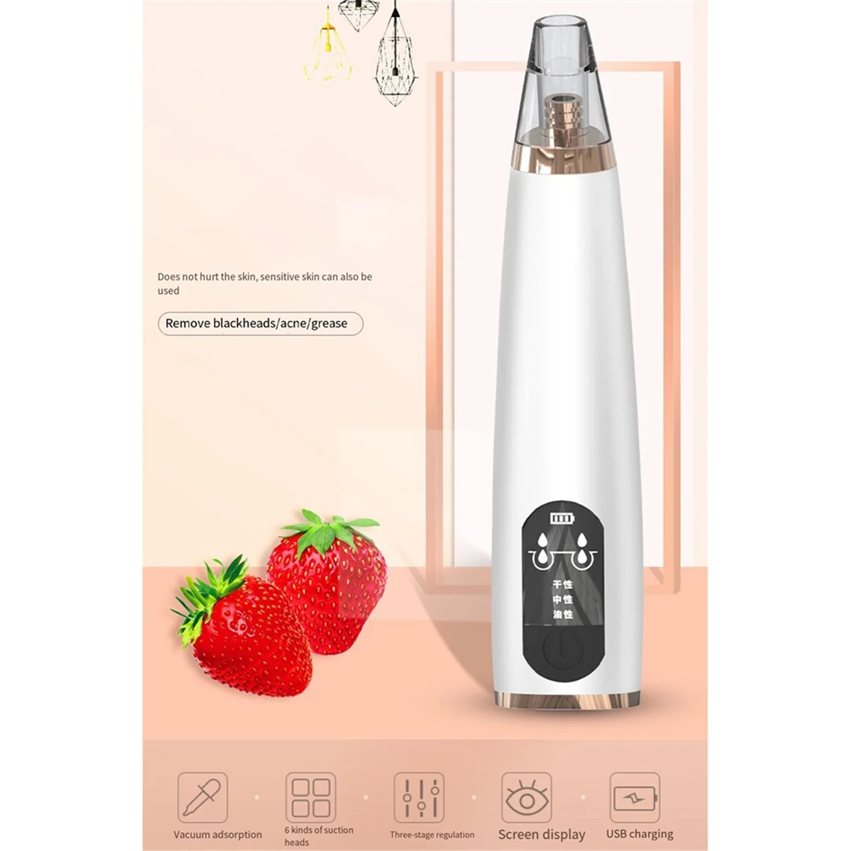 Removedor de cravo elétrico rosto espinha extração manchas profundas poros acne remoção limpador Cleanser-A70Z