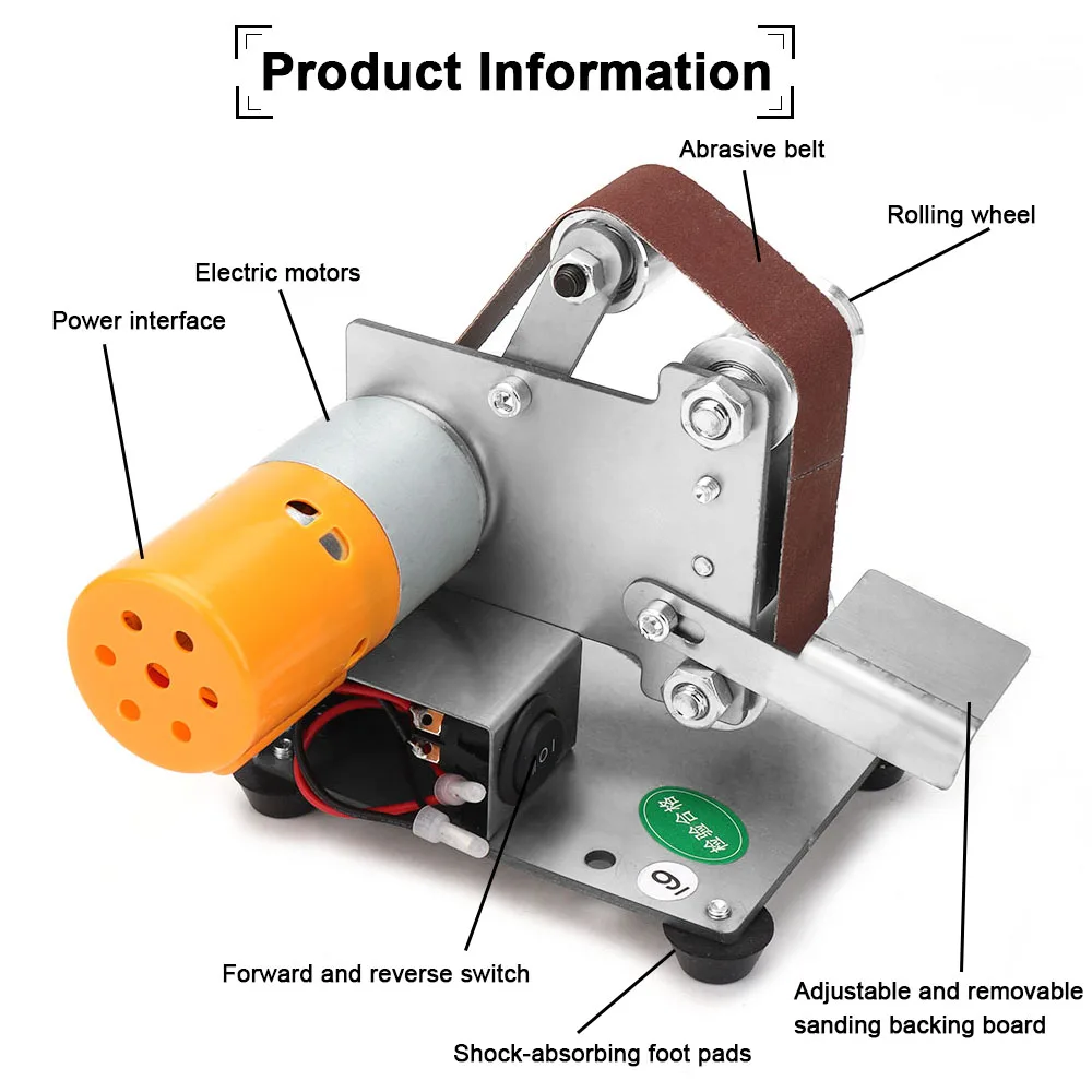 110-220V Mini Electric Belt Sander DIY Polishing Grinding Machine Cutter Edges Sharpener Desktop Cutter Edges Power Tool
