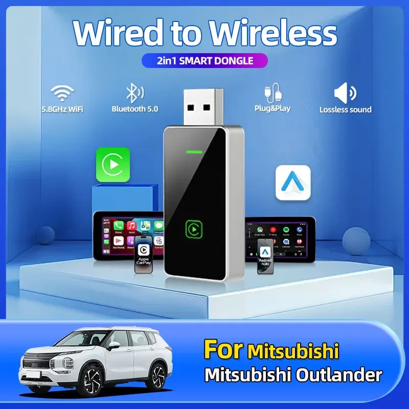 

Car Styling 2in1 Wireless Car Play Android Auto Adapter USB Smart Mini Box Plug And Play Car Accessorie For Mitsubishi Outlander