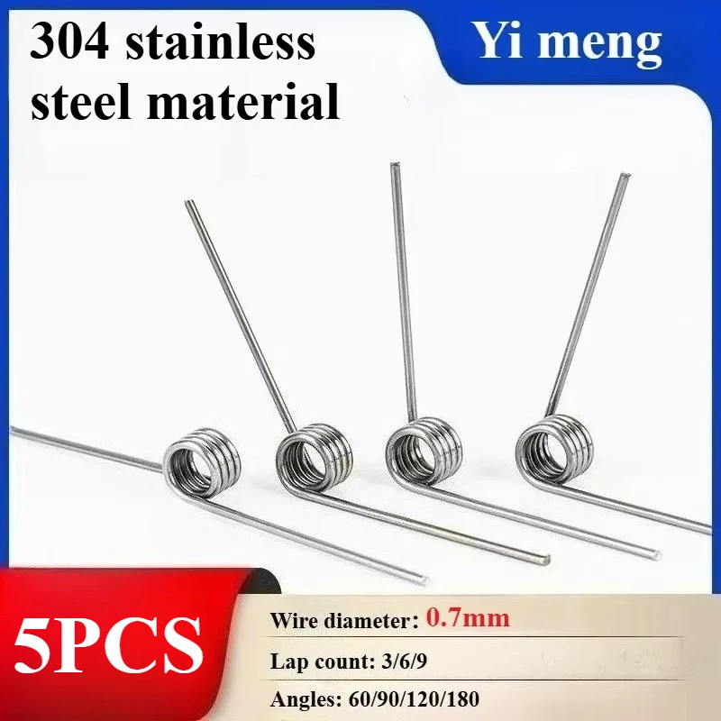 5Pcs Wire Diameter: 0.7mm V-Shaped Rotating Torsion Spring, 60/90/120/180-Degree Return and Reset Torsion Spring