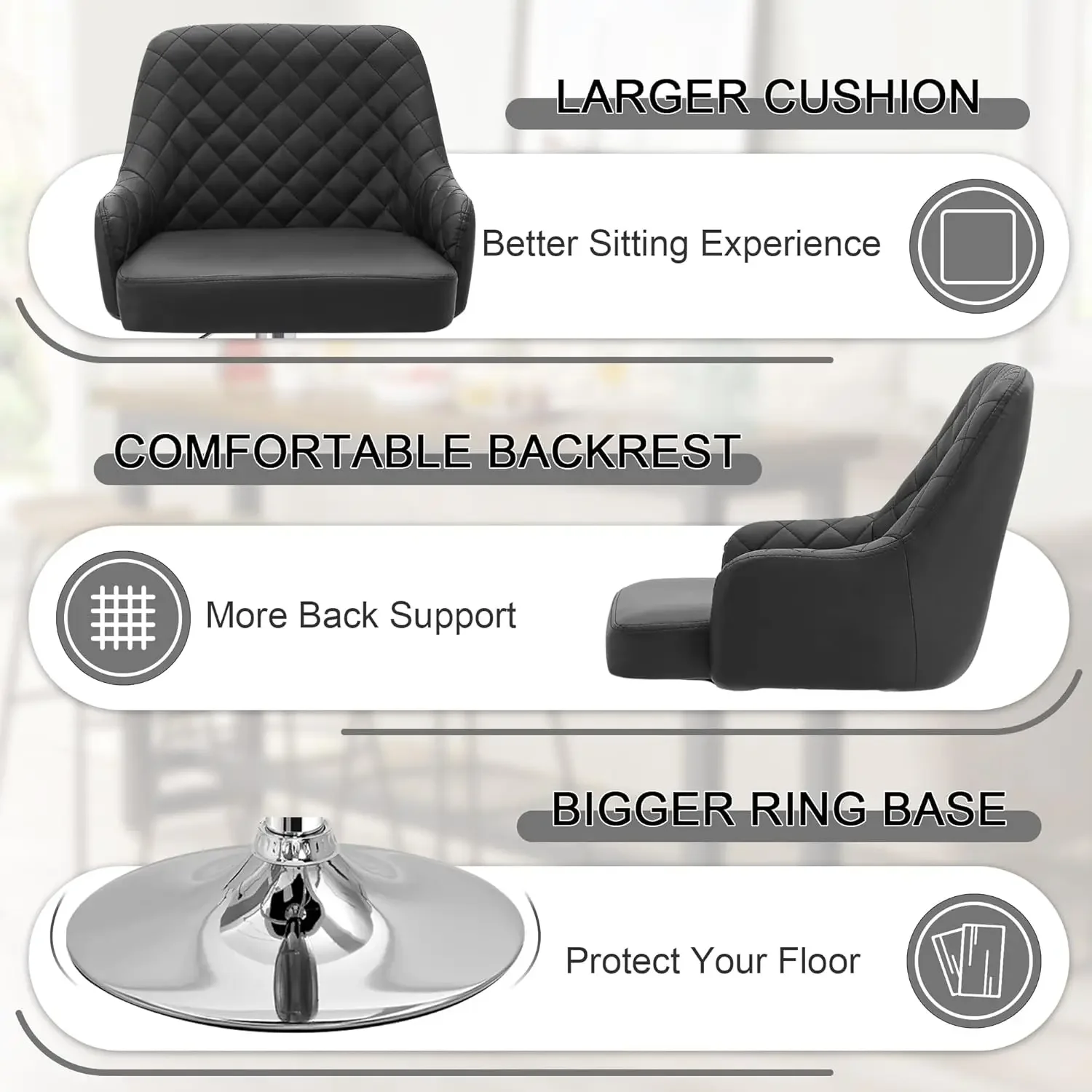 Adjustable Bar Stools Set of 2, Bar Height Stools for Kitchen Counter