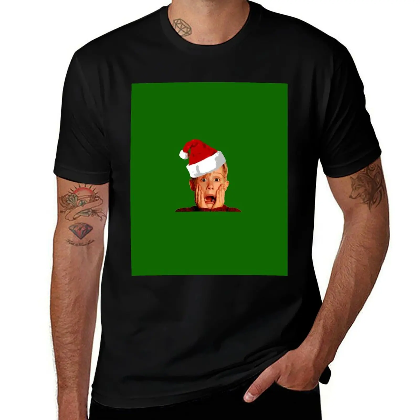

Home Alone Santa Hat T-Shirt: Macaulay Culkin Christmas Holiday T-Shirt Personalized t-shirt anime figures tee shirts for men