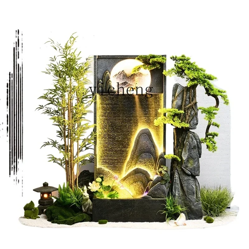 

ZK flowing water ornament screen decorative landscape automatic circulation water landing simulation green plant landscaping