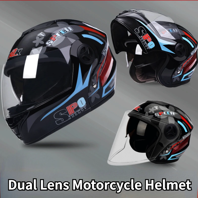 

Motorcycle Helmet Full Face Double Lens Safety Downhill Flip Up Motorcycle Riding Helmet Motocross Helmet Casco Moto