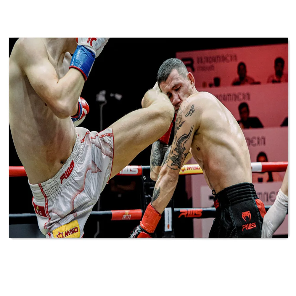Muay Thai Stadium Canvas Painting, Boxing Fighter Poster Prints, Thai Sport Wall Art, Gym Bedroom Living Room Home Office Decor