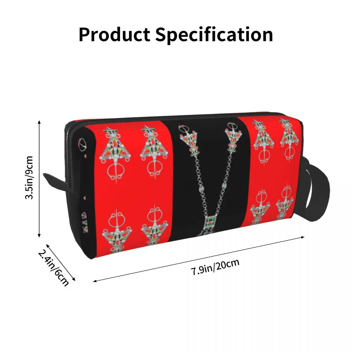 Kawaii Kabyle Jewelry Amazigh Style Travel Toiletry Bag for Women Africa Ethnic Makeup Cosmetic Bag Beauty Storage Dopp Kit Case