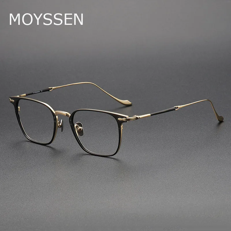 Handmade Square Pure Titanium Glasses Frame Business Man Retro Blue Silver Black Gold Spectacles Can Customize Myopia Reading