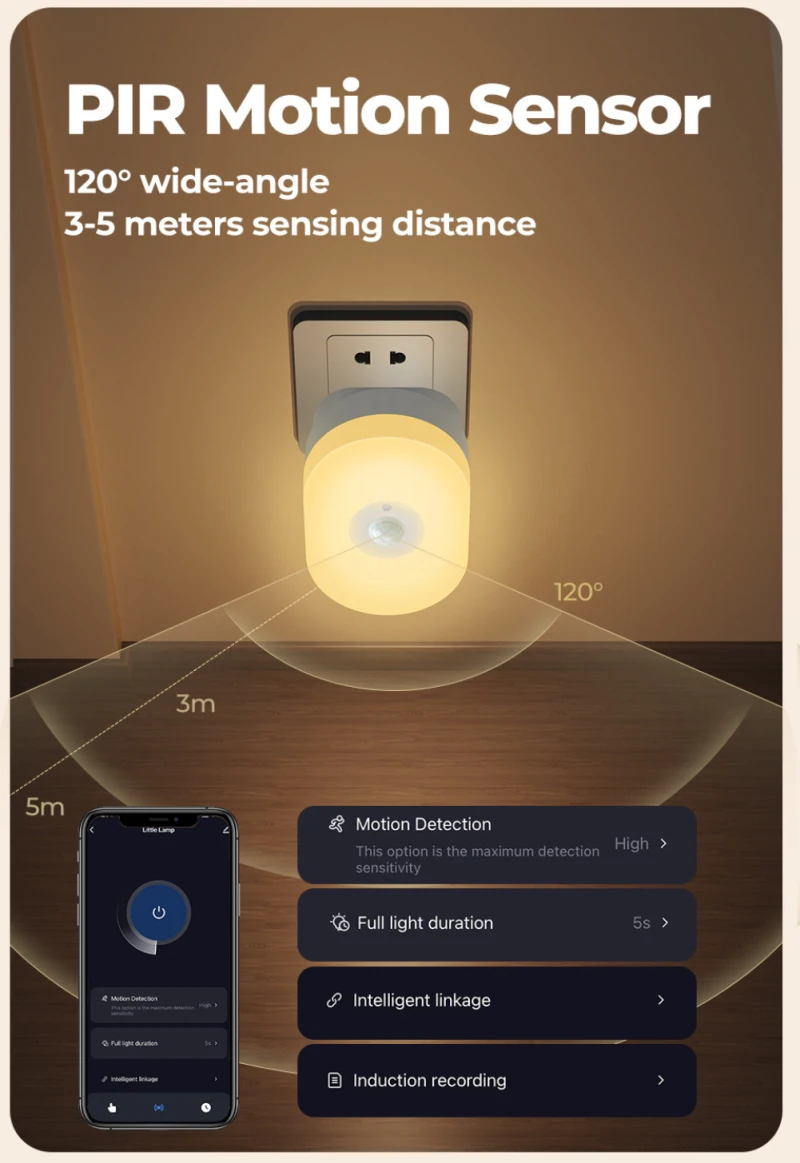 Imagem -03 - Tuya Inteligente Sensor de Movimento Pir Luz Noturna Led Lâmpada de Parede Branco Quente Sala Rgb App Controle de Voz Alexa Google ue Eua Plug uk