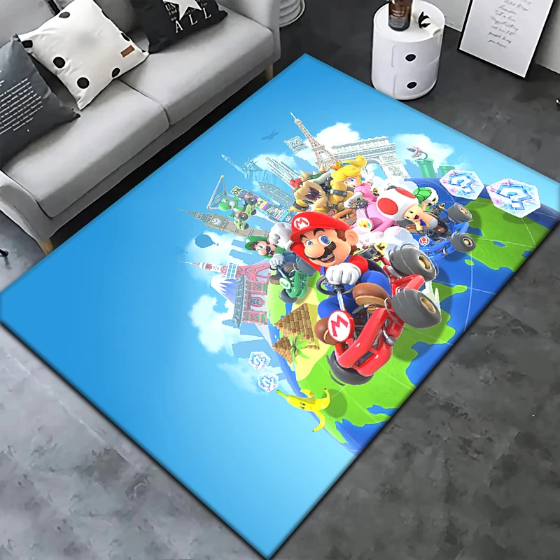 Super Mario Game HD Printed Carpet Rug for Living Room Bedroom Decoration Picnic Camp Kitchen Carpet Crawling Carpet Decoration