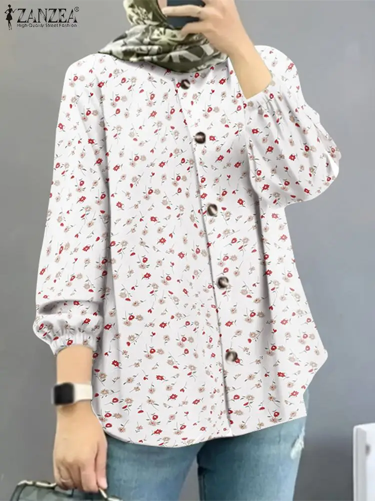 

Autumn Fashion Floral Printed Blouse ZANZEA Muslim Hijab Tops For Women Causal Long Sleeve Shirt Turkey Blusas Vintage Blouses