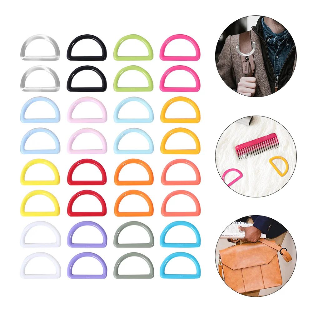 

48Pcs D Ring Buckle Plastic D Shaped Loop for Backpack Handbag Clothes Key Holder Rings Versatile Luggage Repair Replacement
