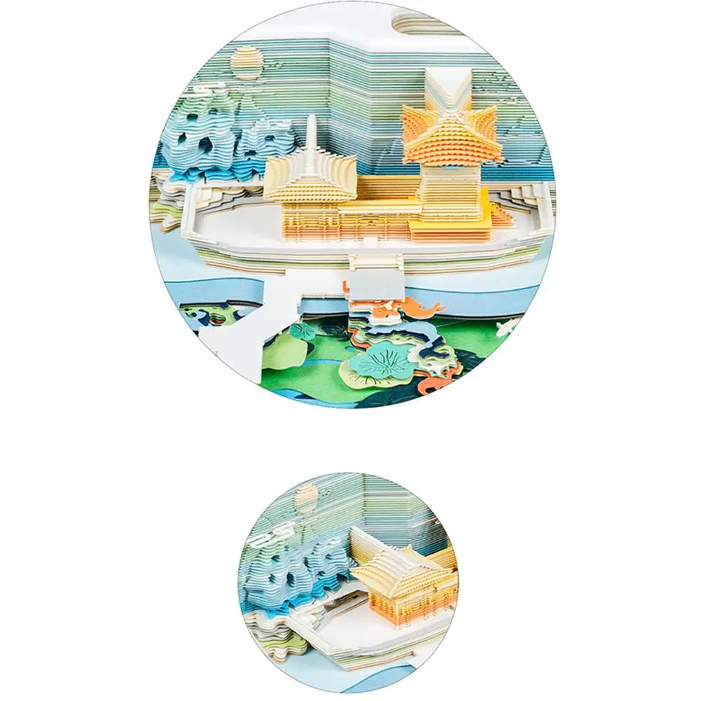 3D Paper Carving Model Note Table Three-dimensional Paper Model Notepad Pen Holder Holiday Xmas Gifts With Box