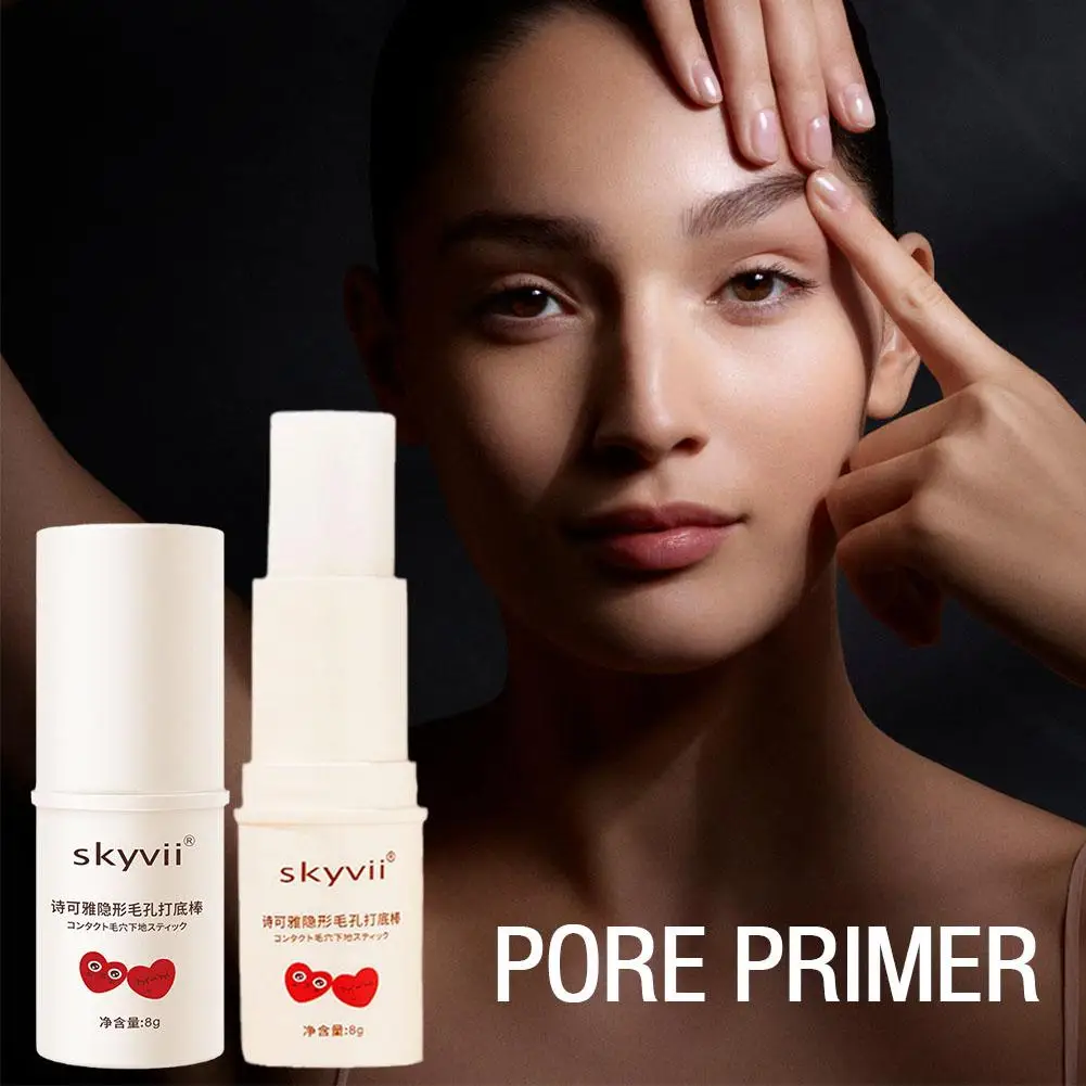 Lápiz de imprimación de poros Invisible, borrador de poros impermeable, Base de aislamiento suave, imprimación de líneas faciales, control de aceite, maquillaje fino