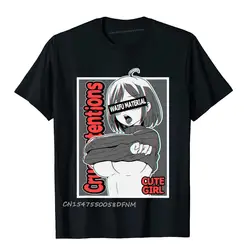 Cheap Men T Shirt Ahegao Anime Girl Shirt Ecchi Unique Tops & Tees Premium Cotton Crazy Manga Tshirt