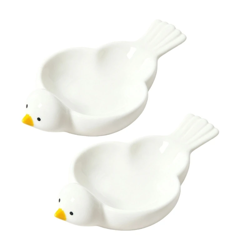 K0EF Coffee Table Mahjong Tray Bird Shaped Ceramic Dish, Two Tray Accessory Rest with Shallow Bowl Form for Roll Return Use and