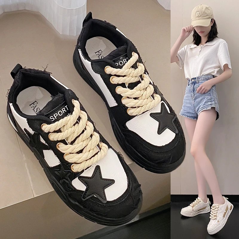 

Женская обувь Кроссовки на платформе Новая звезда Дизайнерская повседневная обувь на плоской подошве Уличные кроссовки высокого качества Трендовые теннисные туфли на шнуровке
