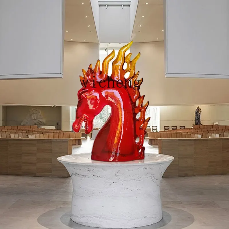 4-10 adornos abstractos transparentes de animales, escultura de suelo con cabeza de ciervo sika y caballo, obra de arte, decoración suave