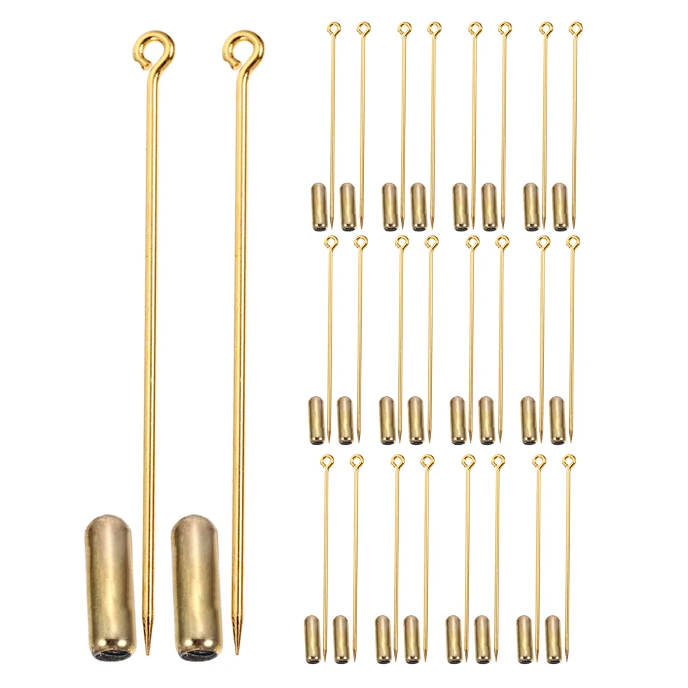 

30 PCS Copper Brooch Accessories Pin Backs for Scarves Sticks 70mm Metal Base End Cap