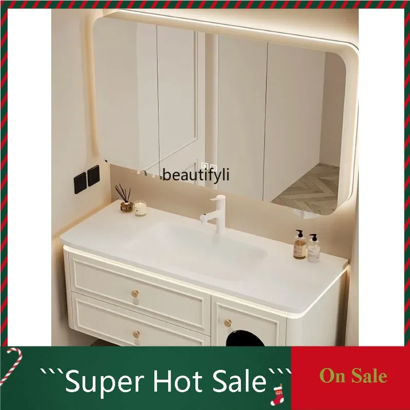 A076 Bathroom Cabinet Combination Washing Machine Integrated Washing and Drying Bathroom Cabinet Hot Bending Whole Washbin Washs