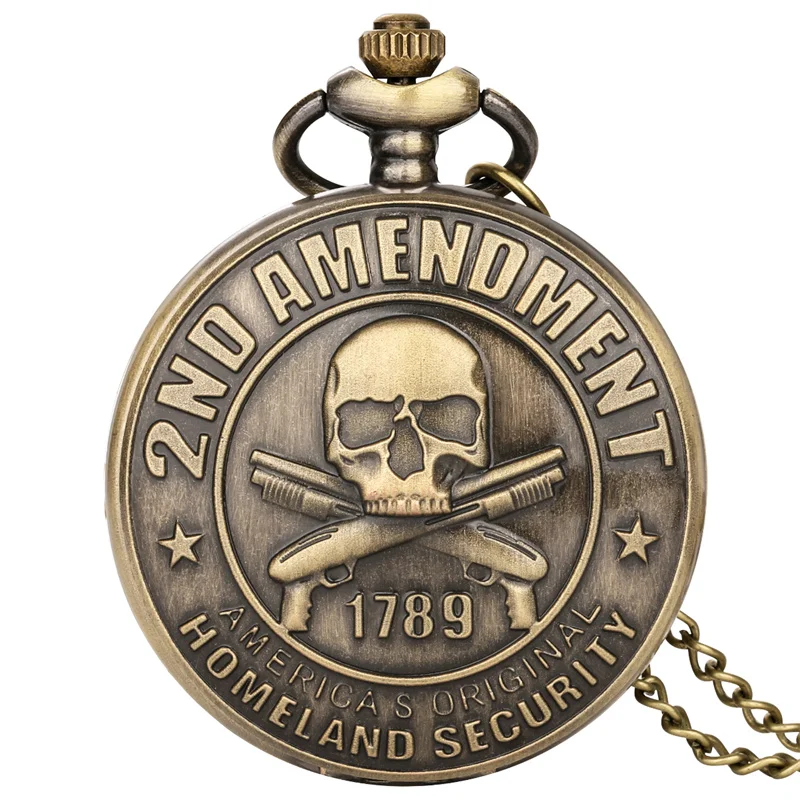 

Антикварные карманные часы-ожерелье с изображением черепа, в стиле 2-й поправки Конституции, для мужчин и женщин, кварцевые, аналоговые, с цепочкой