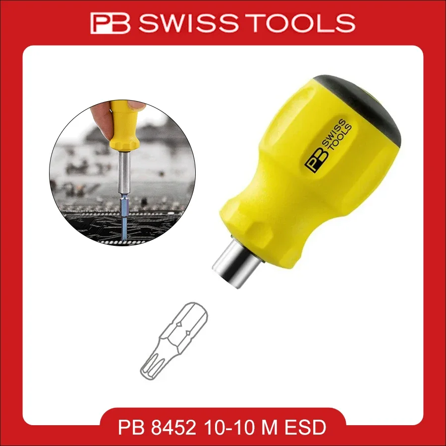 Genuino PB SWISS TOOLS Swiss 1/4 Destornillador Mango Intercambiable Bit Manga Juego de destornilladores de mano PB 8452 10-10 M ESD