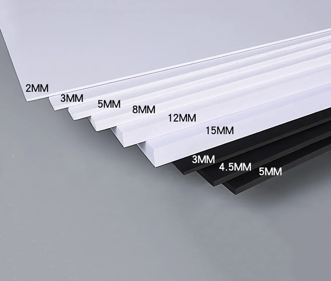 1-10Pcs PVC Foam Board Thick 1mm/2mm/3mm/4mm/5mm-18mm White/Black Plastic Model Sheet Material for DIY Model Part Accessories