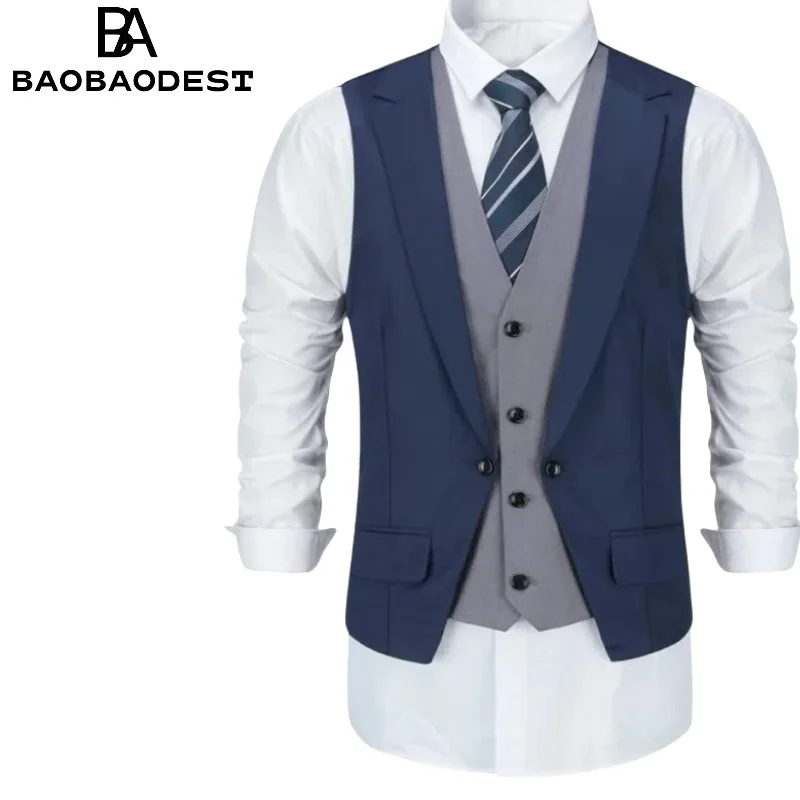 

Men's Western Style Suit Vest - Slim Fit Layered V-Neck Waistcoat for Business & Casual | Double-Breasted Design, Formal Gilet,