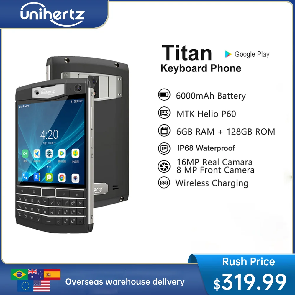 unihertz titan android 10 aspero smartphone 6gb 128gb octa nucleo impermeavel 6000mah bateria de carregamento sem fio 16mp 46 telefone 01