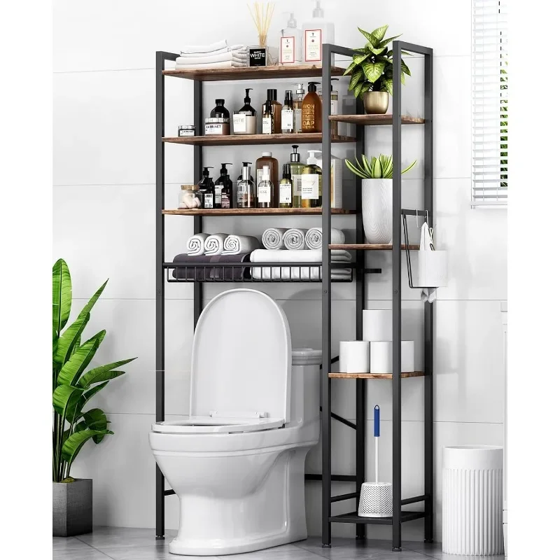 

Popular.Over The Toilet Storage Rack with Extra Side Shelves, 4-Tier Bathroom Over Toilet Storage with Adjustable Shelf&Drain Ba