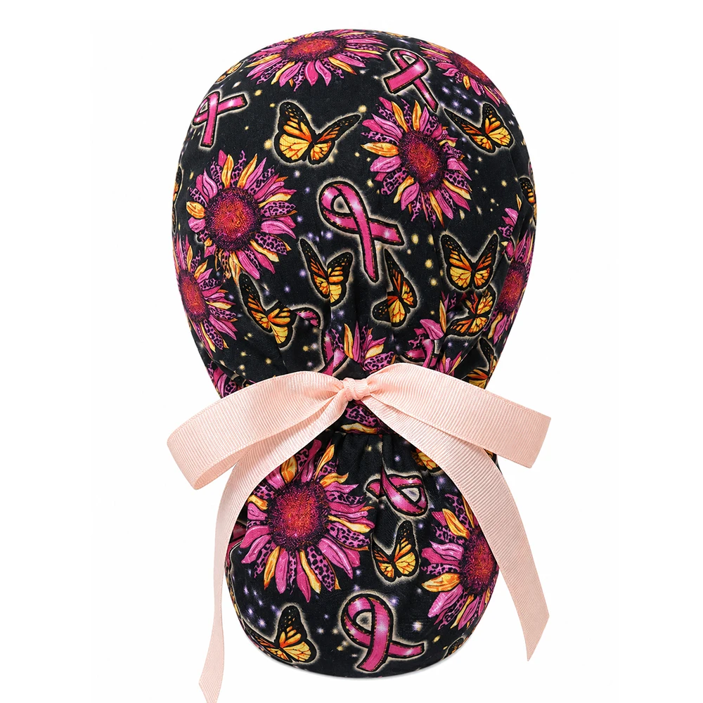 Ponytail Scrub Caps Women Doctor Nurse Medical Nursing Caps Satin Lining Soft Breathable Aesthetic Skullcaps C1350