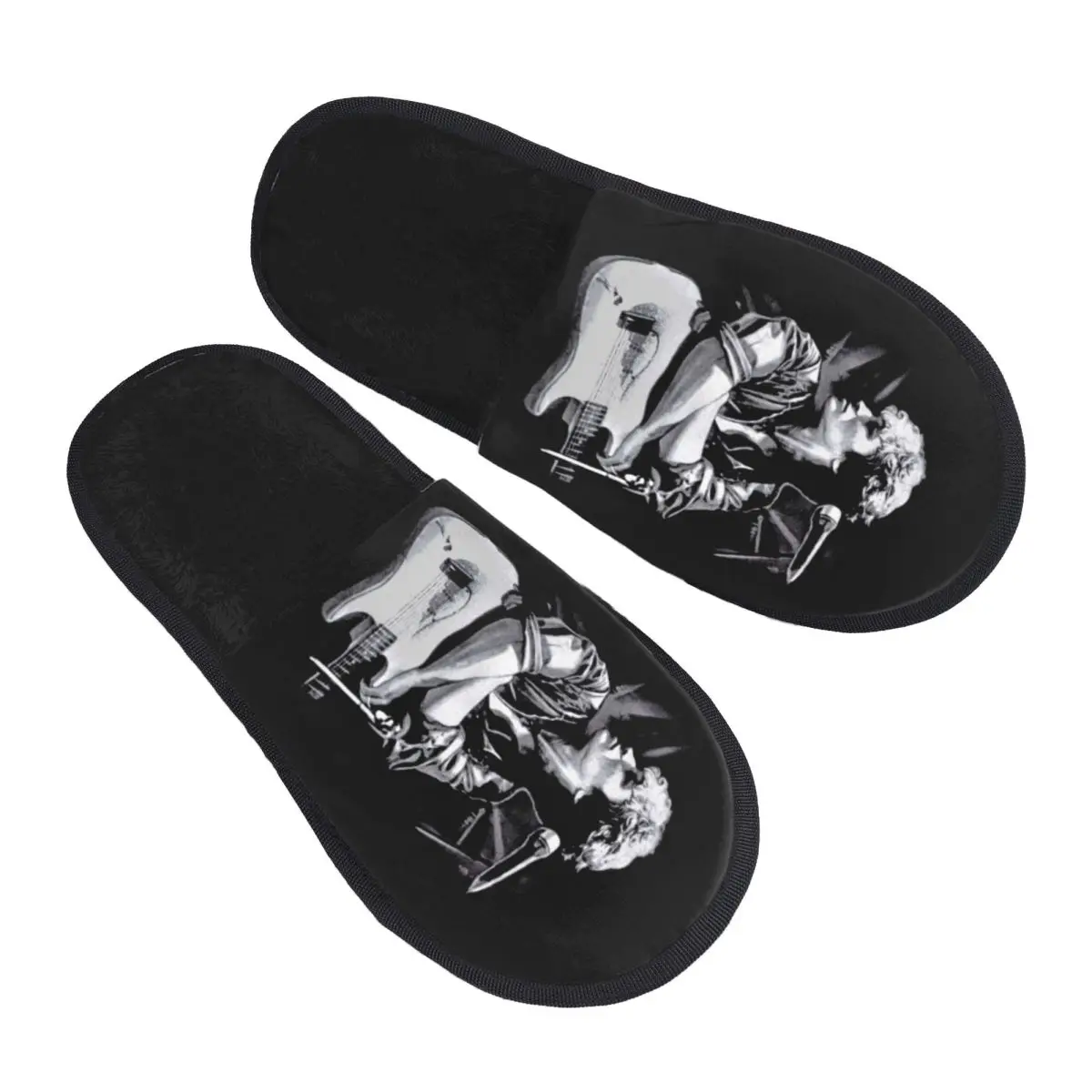 

Custom Viktor Tsoi Guitar House Slippers Women Cozy Memory Foam Rusian Rock Kino Slip On Spa Slipper Shoes