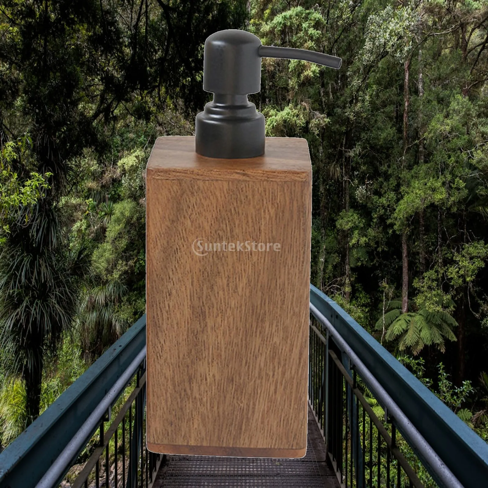 Lotion Dispenser Empty Square Designed Dish Soap Dispenser Walnut Wood Travel Bathroom Accessories Housewarming Gift Pump Bottle
