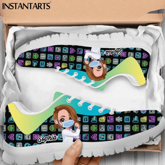 INSTANTARTS Radiographer Shoes Hospital Profession Women Casual Mesh Sneakers Nursing Flats Brand Light Footwear Zapatos Mujer