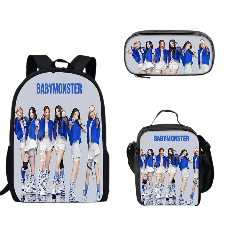 

Luxury Popular Funny BABY MONSTER 3D Printed 3pcs/Set pupil School Bags Laptop Daypack Backpack Crossbody Lunch bag Pencil Case