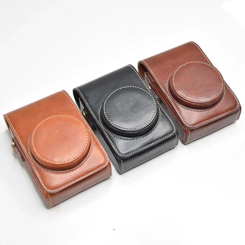 3 Colors Portable Camera Case Cover Carry Bag PU Leather Shoulder Strap for Sony RX100/II/III/IV/V/VI/VII/ZV1 for Ricoh GR2/GR3