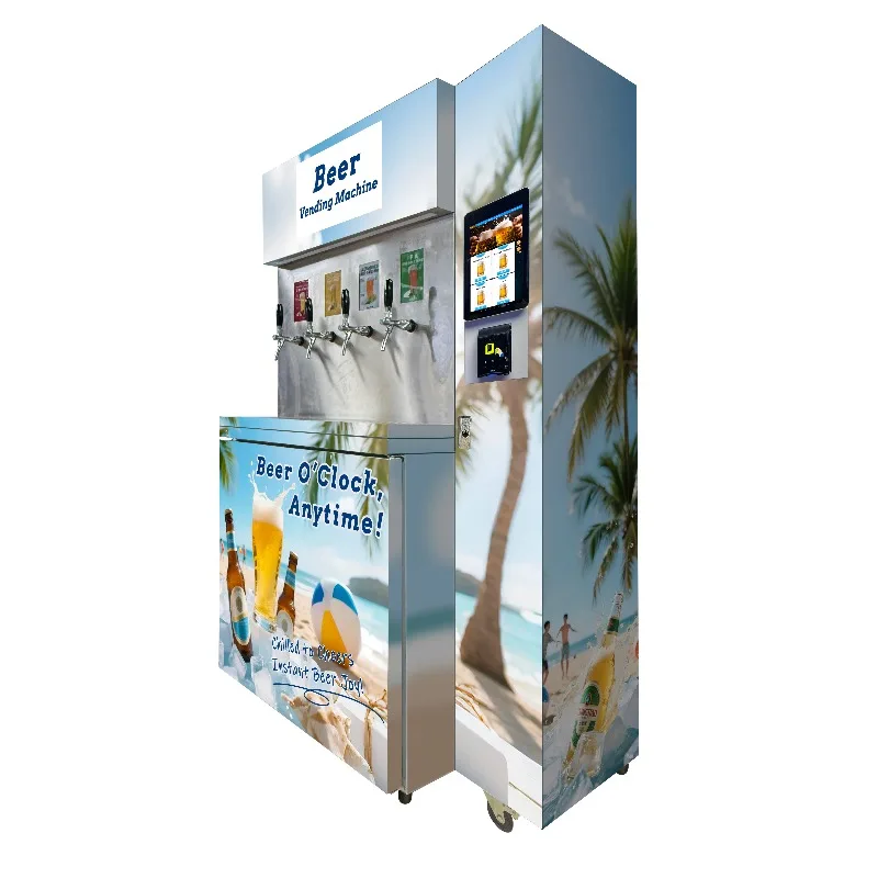 Self-Service Beer Vending Machine Automated Draft Beer Dispenser Compressor Cooling Touchscreen With Card Reader Customized