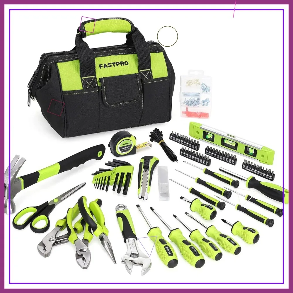 

220-Piece Home Tool Set with Storage Bag, Essential for DIY and Household Repairs
