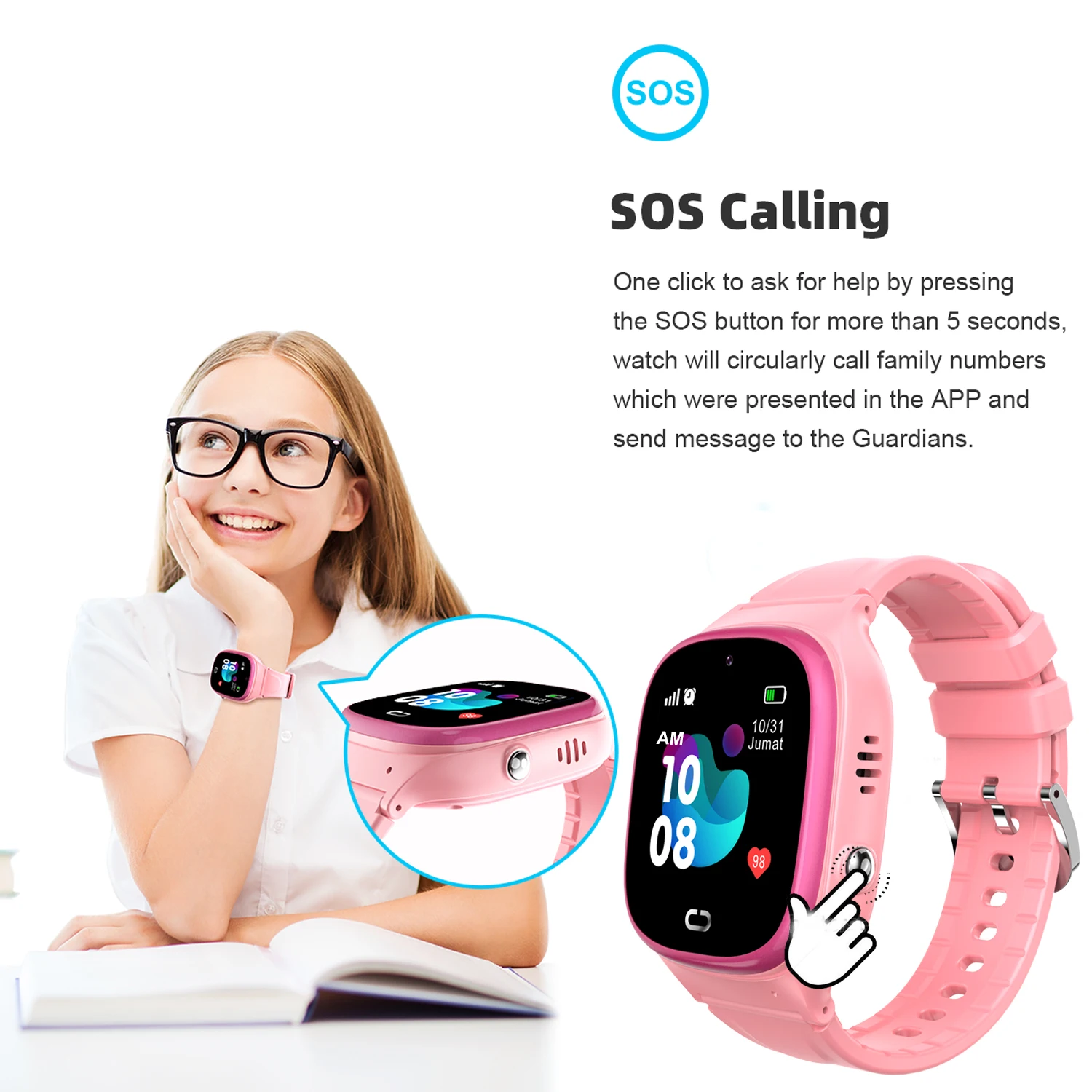 Kids Smart Watch with Two way Call Position School Mode SOS GPS Tracker Smartwatch Education Tools for Boys Girls