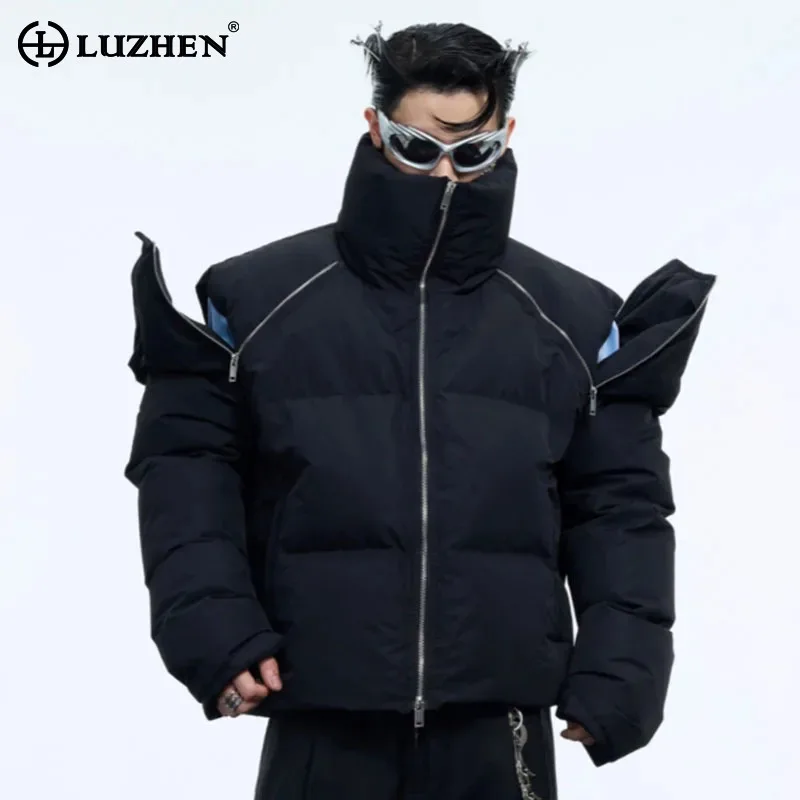 LUZHEN Niche Zipper Design Short Thick Down Jacket Stand Up Collar Warm Multifunctional Wearing Fashion Male Cold Coat LZ7312