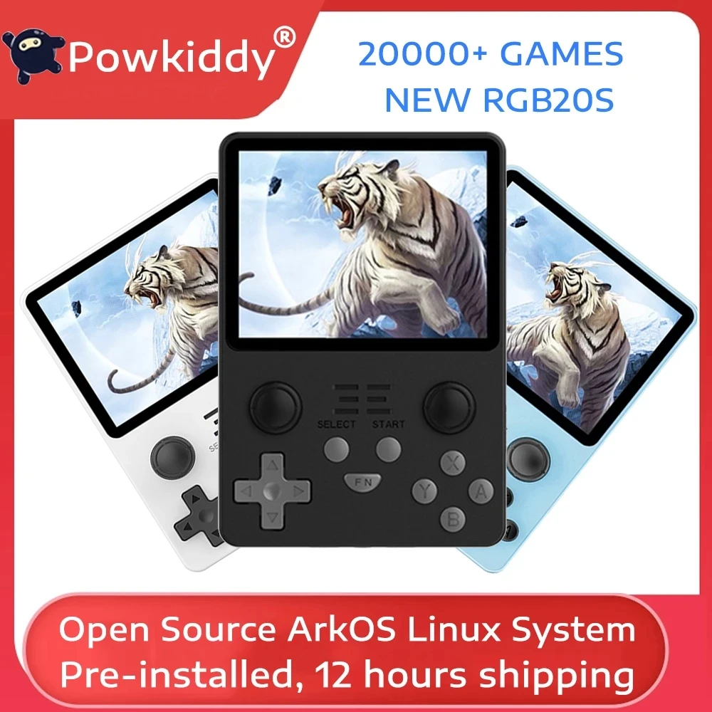 

256G POWKIDDY RGB20S 3.5-Inch 4:3IPS Screen Handheld Game Dual Card Console Retro Open Source System RK3326 Built-in 53000Games