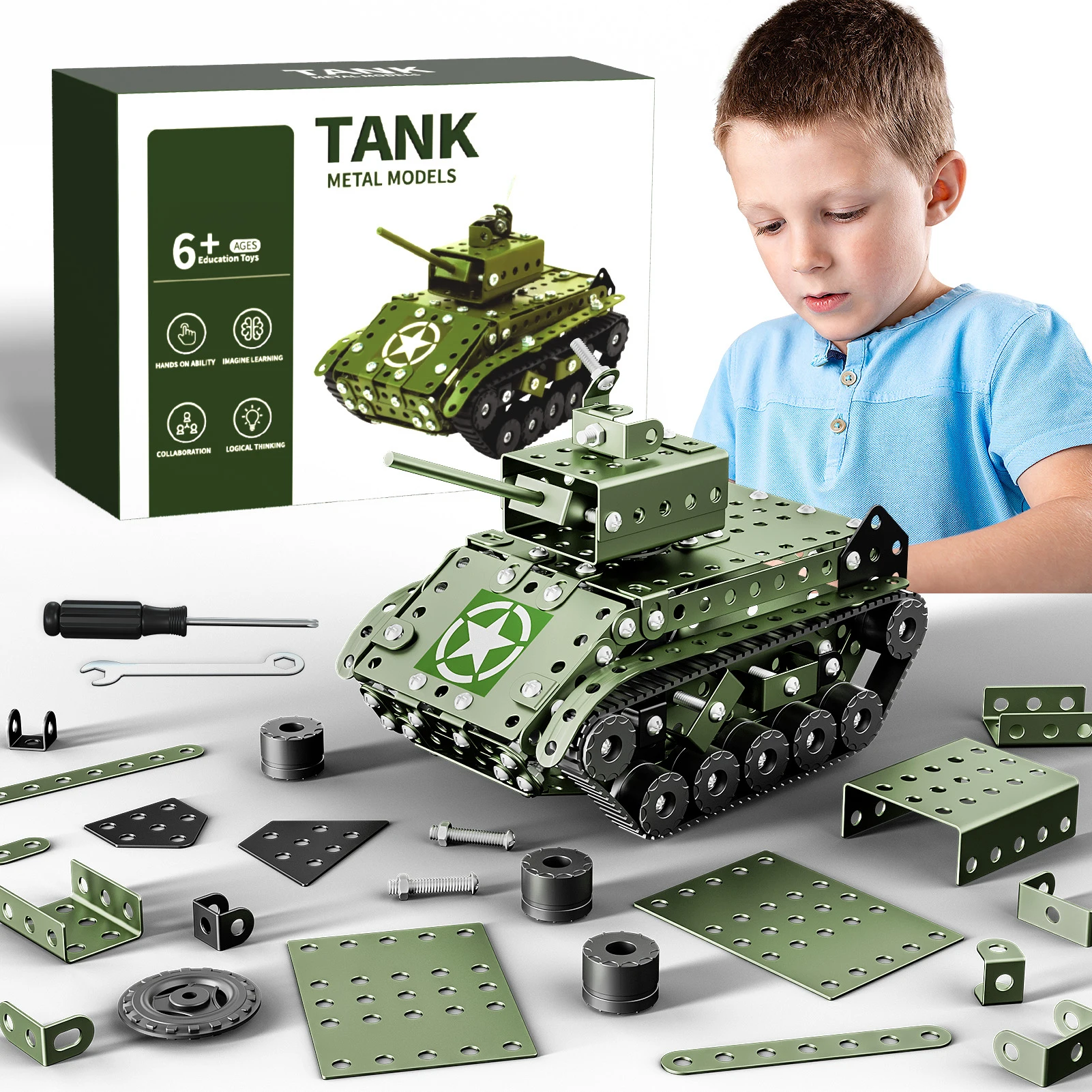 STEM Building Projects Model Army Tank Set - 284 PCS STEM Project Building Toys for Kids, Assembly Science Kit Educational Toyso