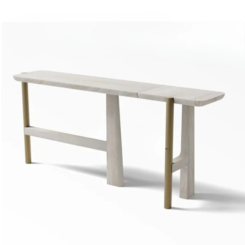 

High-end light luxury metal entrance table Modern simple living room against the wall Solid wood entrance long case