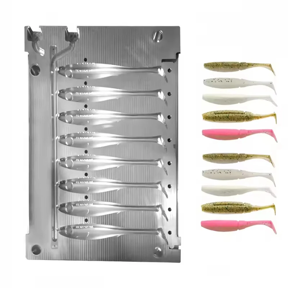 CNC Die Casting Mold for Soft Plastic Fishing Lure, Precision-Made 4-Tail Grub Mold Fishing Tackle Factory Durable Die Casting