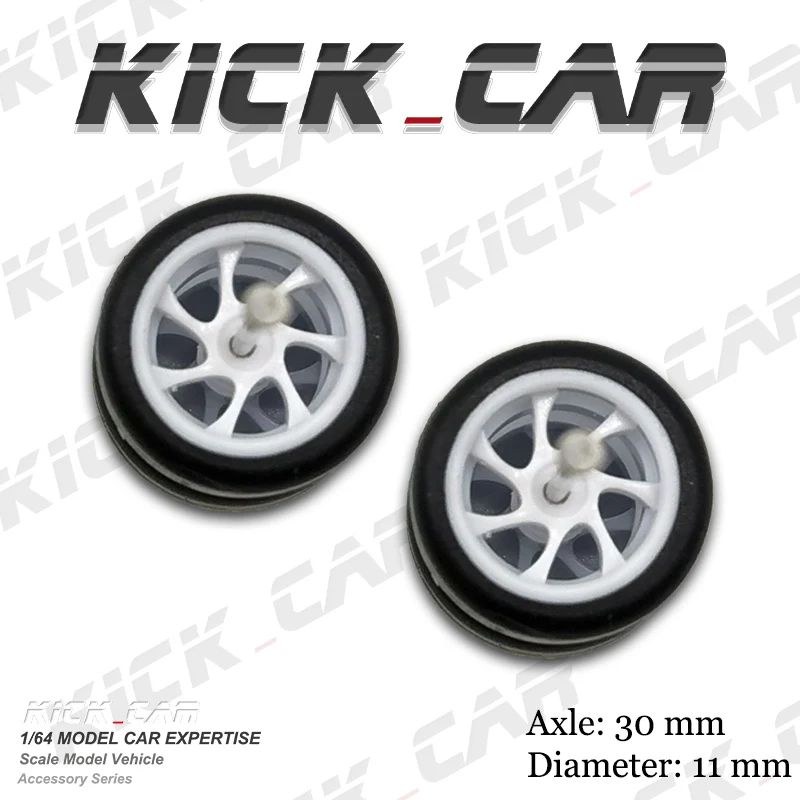 1/64 Model Car Wheels with Rubber Tires Seven Spoke Refitting Parts for Diecast Hot Wheels Mainline Matchbox Tomica D:11mm 1 Set