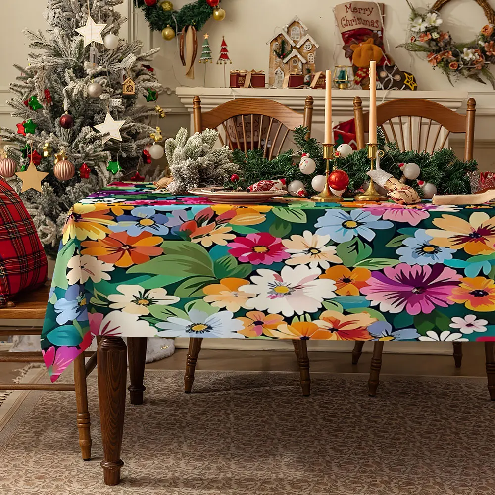 Vibrant Bougainvillea Waterproof table cloth, splash-proof tablecloth, for party, Halloween, Christmas, dining, camping