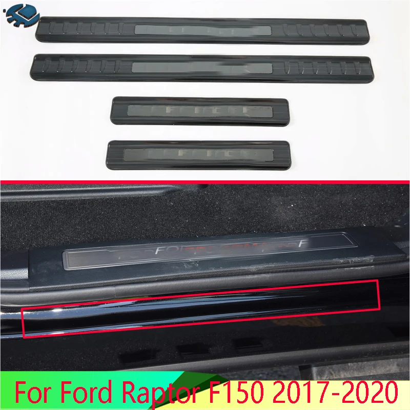 

For Ford Raptor F150 2017-2020 Stainless Steel Ouside Door Sill Panel Scuff Plate Kick Step Trim Cover Protector