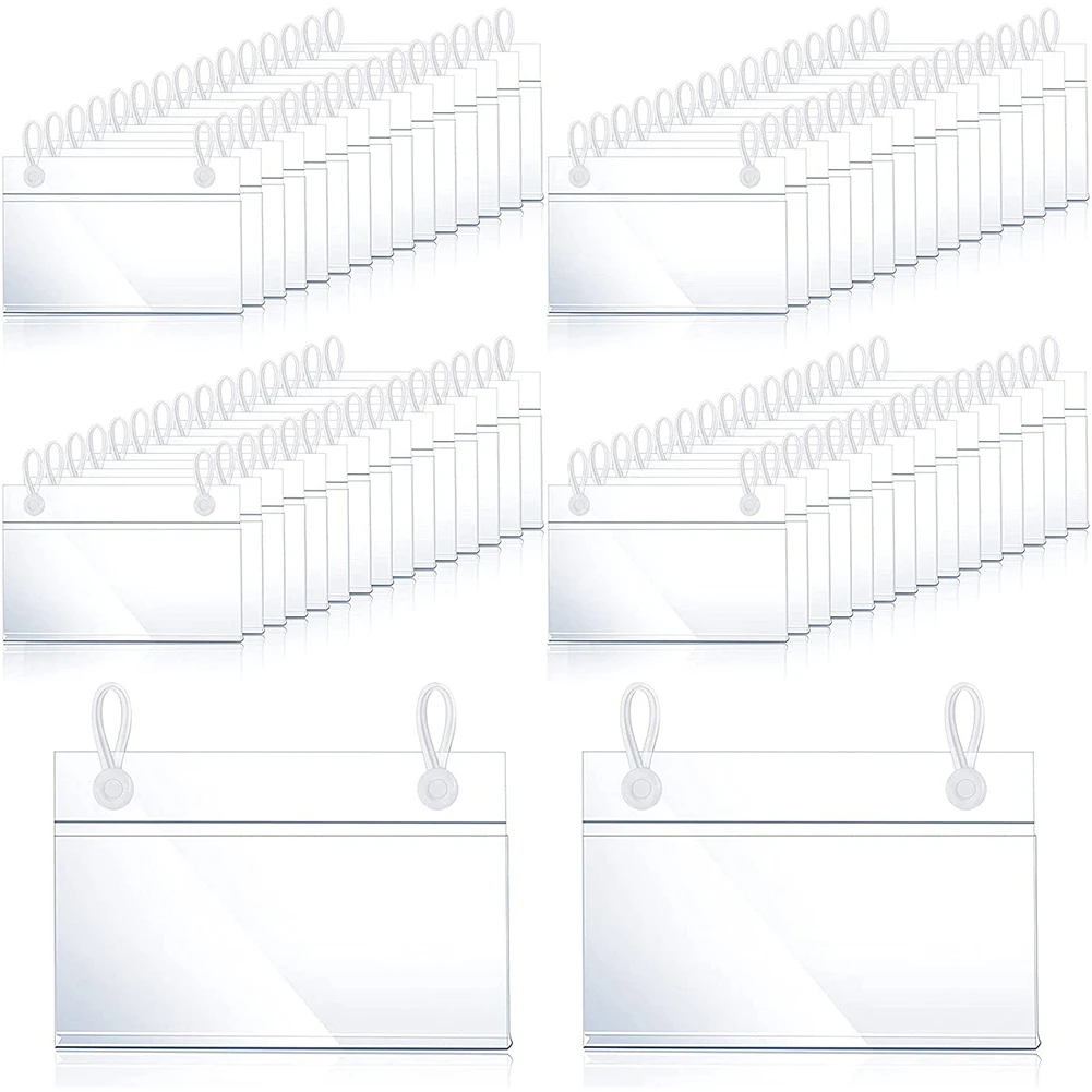 

Plastic Label Holders Price Tag Ticket Hanger Clips with Easy Button Design Lock Closure for Basket Market Grocery (60)